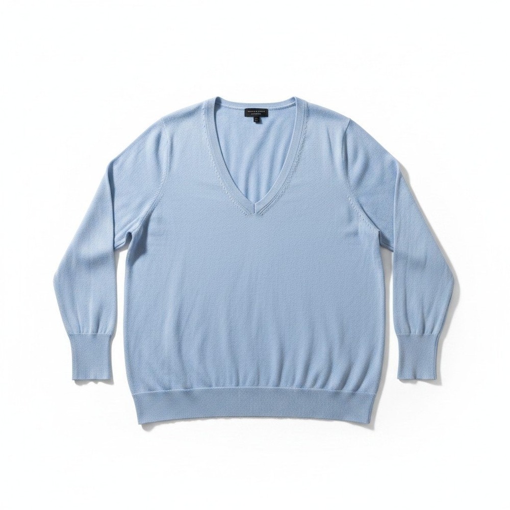 Banana Republic XXL Light Blue Womens V-Neck Sweater Pullover Casual Cozy‎
